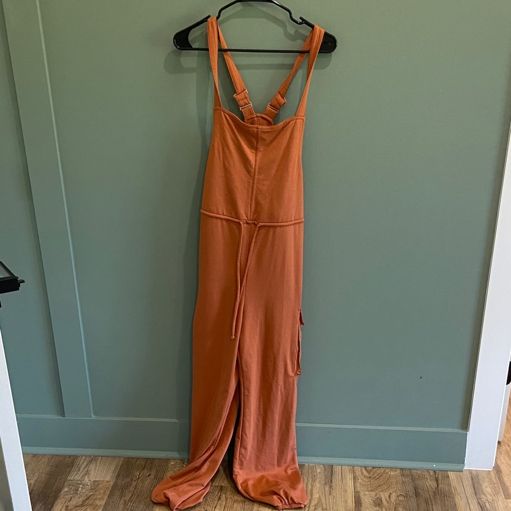 BKE Rust Orange Jumpsuit with Adjustable Straps